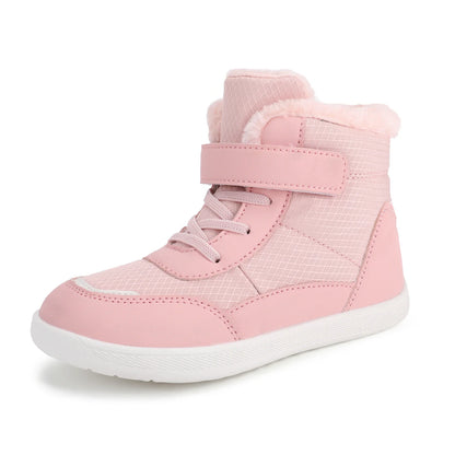 Kids Winter Boots - Wide Toe PU Leather Snow Shoes for Boys & Girls | Warm Ankle Height