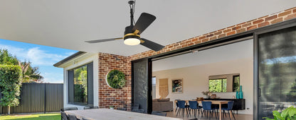 Sealing Led Ceiling Fan with Light Remote Control EU/US Standard Black/Gold Ceiling Lamp Fan 105cm Electric Fan Light Fixture