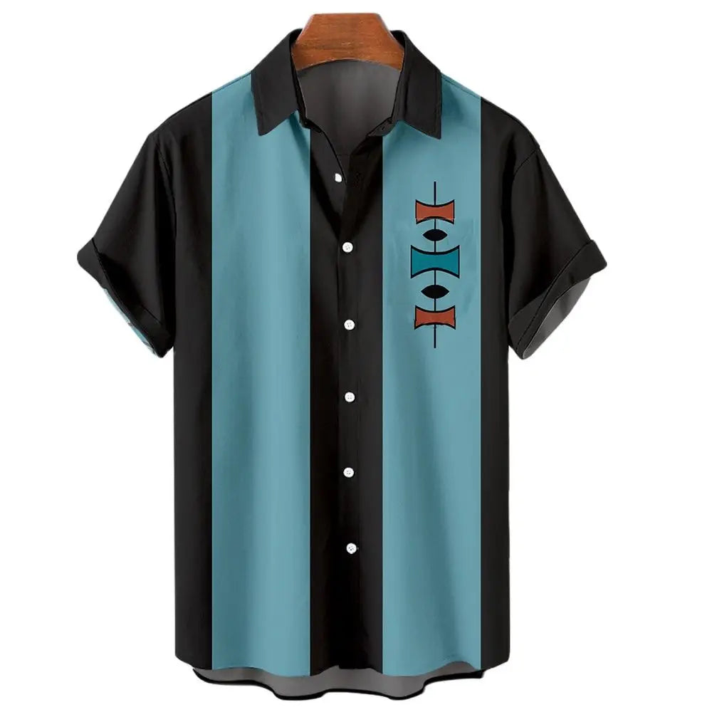 New Hawaiian Shirts for Men Casual Button Down Short Sleeve Unisex Striped 3D Print Summer Beach European Size S to 5XL