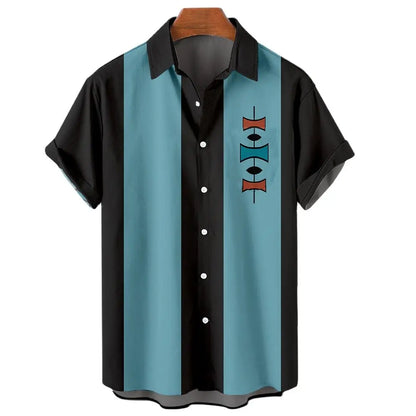 New Hawaiian Shirts for Men Casual Button Down Short Sleeve Unisex Striped 3D Print Summer Beach European Size S to 5XL