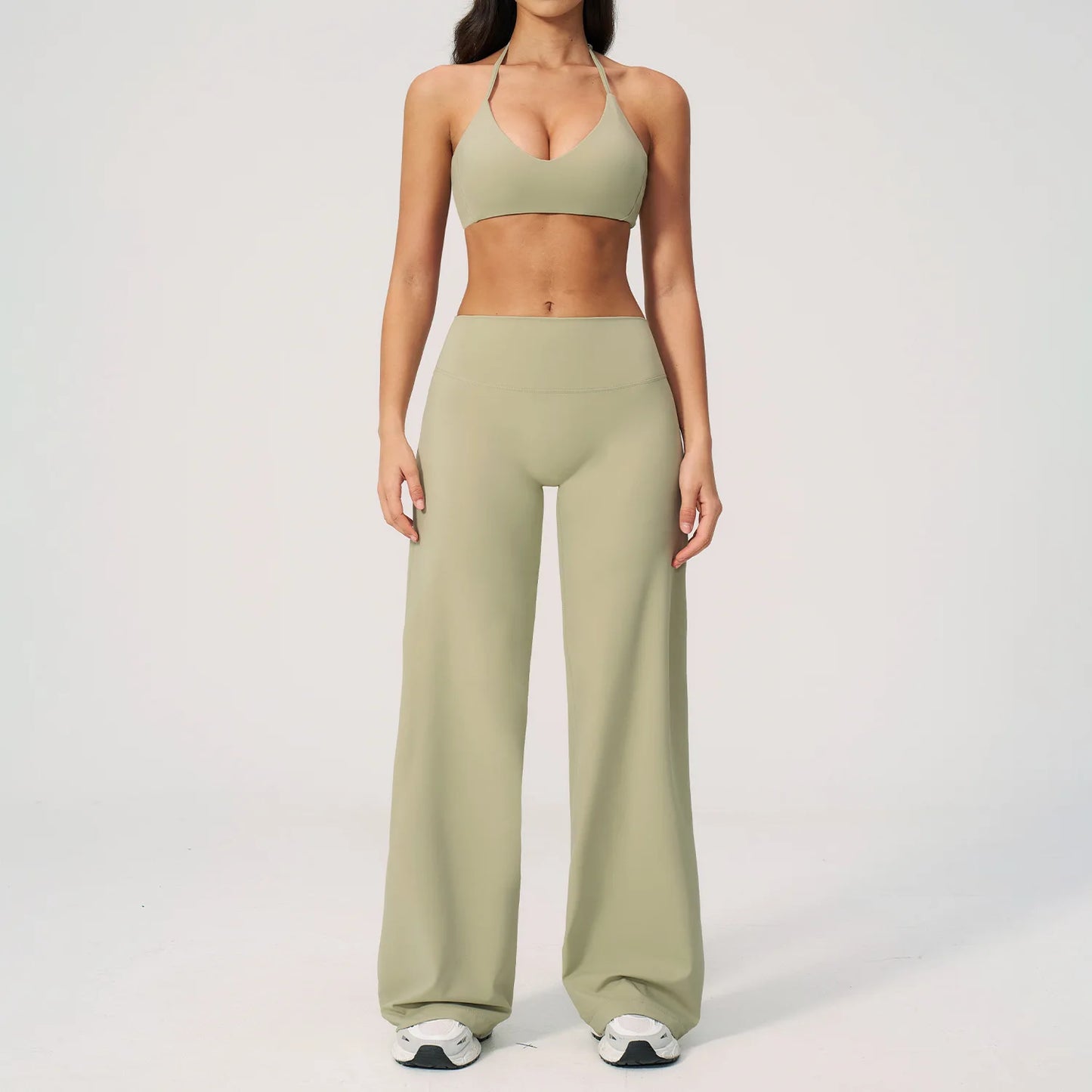 Women's Fitness Set Gym Tracksuit Breathable Sports Bra Flared Trousers Suit Workout Clothing Sportswear Female Athletic Wear