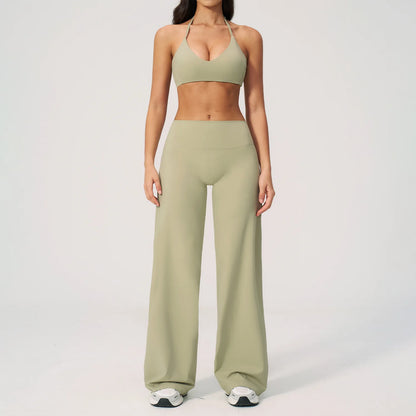 Women's Fitness Set Gym Tracksuit Breathable Sports Bra Flared Trousers Suit Workout Clothing Sportswear Female Athletic Wear