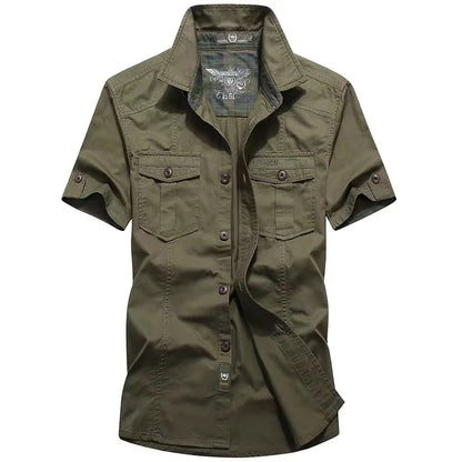 Men's summer thin shirt men's plus size new casual denim inch shirt military uniform shirt men