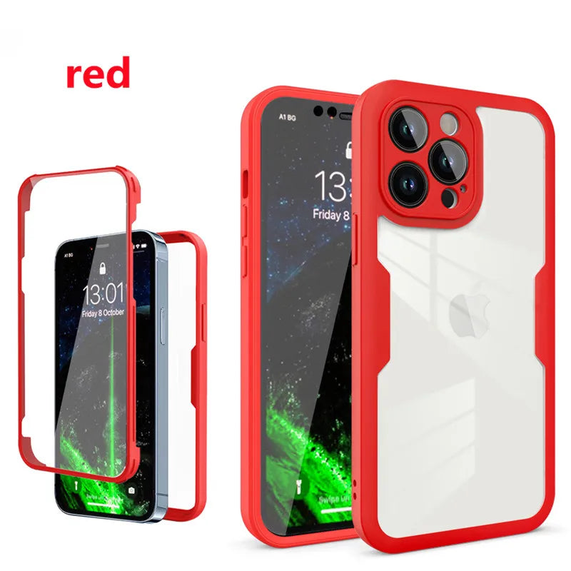 360 Full Body Front+Back Clear Protection Case For iPhone 17 16 Pro Max 13 14 15 Plus 11 12Pro Shell-membrane Shockproof Cover