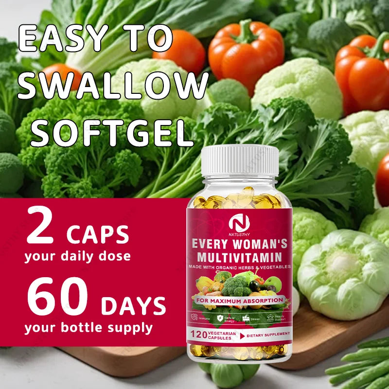 Daily Women's Multivitamin - Super Vitamins (A B C D E K) + Iron + Zinc + Organic Non-GMO Ingredients - Women's Multivitamin