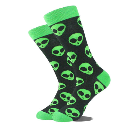 Funny Alien Shark Cotton Socks - Unisex Novelty Crew Socks