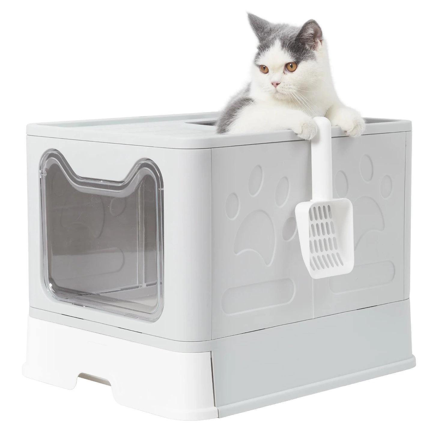 Foldable XXL Cat Litter Box - Large Space with Front Entry  Top Exit - ZOOMNSTORE