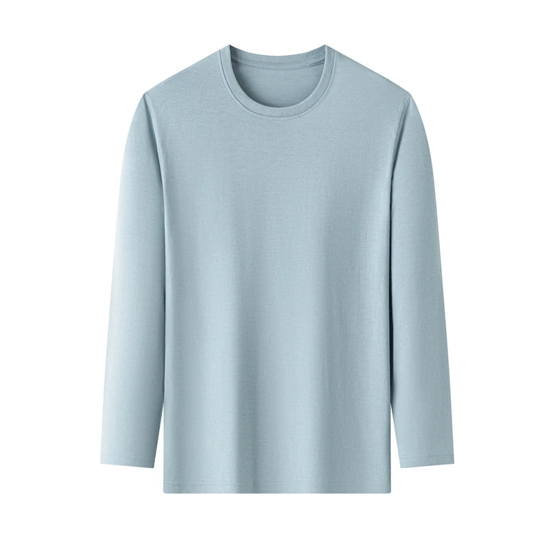 Men's Cotton T-Shirt - Long Sleeve Tee | Breathable Solid Color Shirt, Casual Summer Top