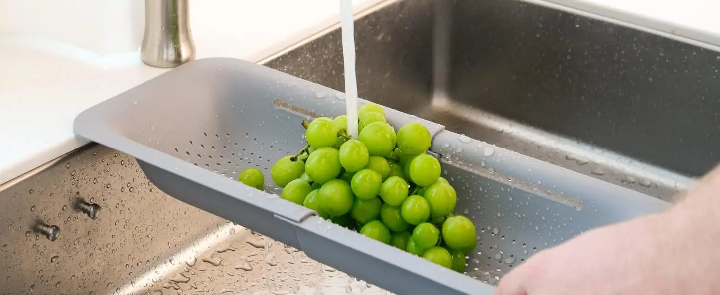 Sink Drain Rack – Adjustable Retractable Kitchen Shelf with Plastic Drain Basket