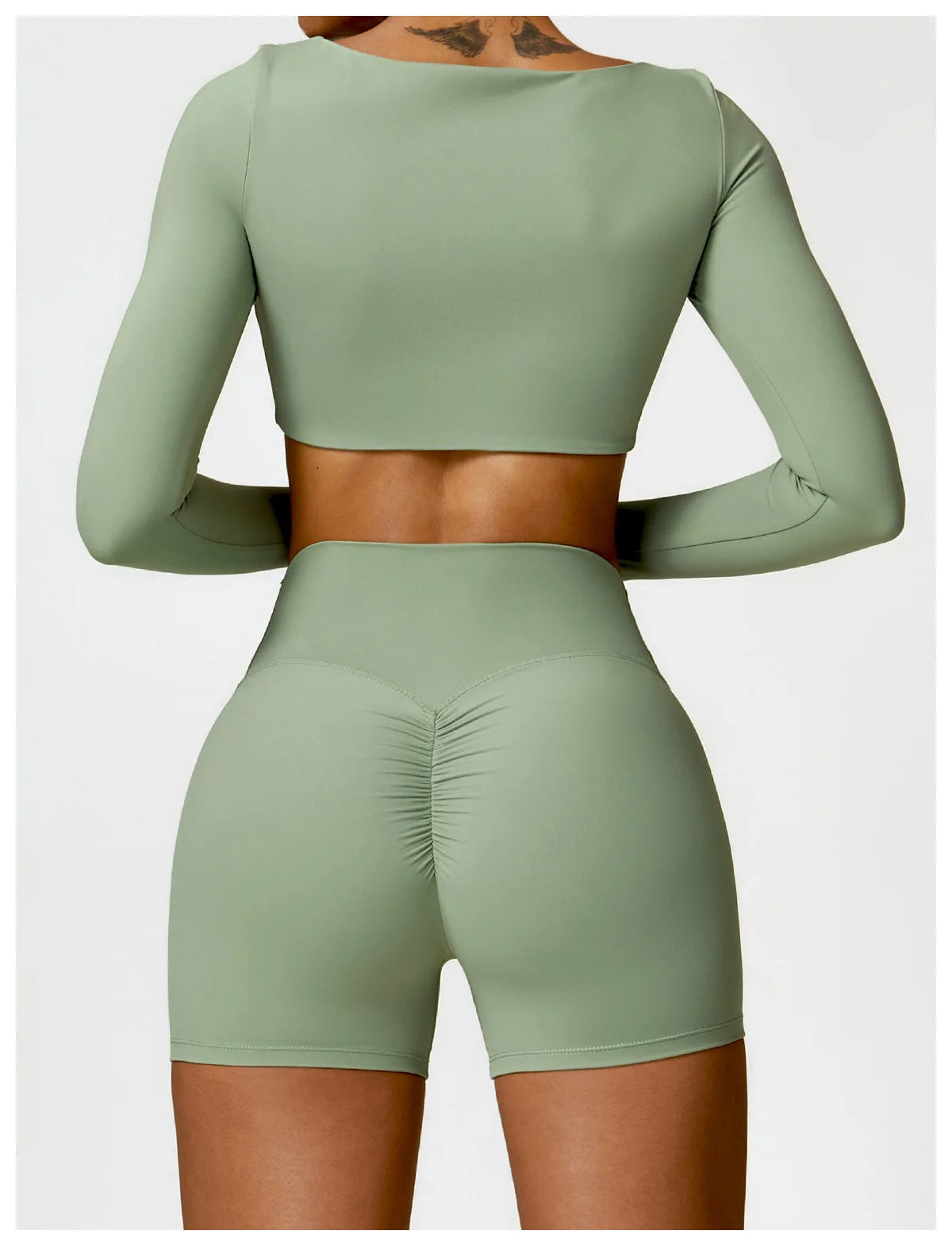 Women Yoga Suit - Quick Dry Gym Tracksuit With Long Sleeve Top & High Waist Leggings