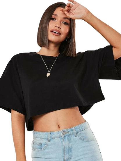 Women's Cotton Crop Top – Yoga & Fitness Short-Sleeve Workout Tee