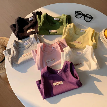 Kids Summer Clothes Sleeveless T-shirt Fashion Children T-shirt For Girls Boys Cotton Vest Tops