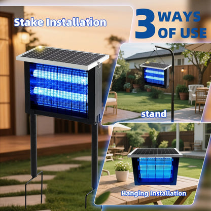 Powerful Solar Bug Zapper Outdoor for 2000 sq.ft, Poartable Rechargeable Mosquito Zapper with High Powered