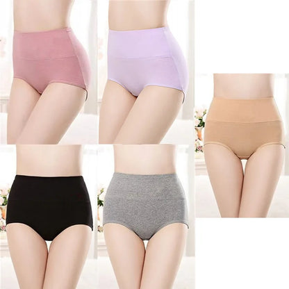 5PCS High Waist Cotton Panties Women Body Shaper Underwear Plus Size XL-4XL Fashion Girls Briefs Seamless Sexy Female Lingerie