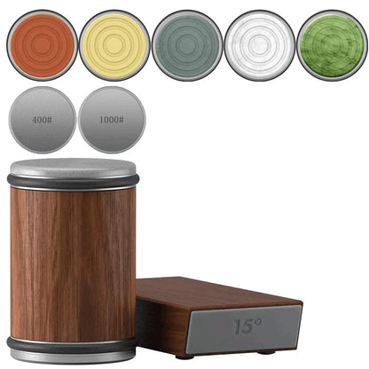 Rolling Knife Sharpener Kit – Diamond Stone with 15°/20° Angles & Magnetic Holder