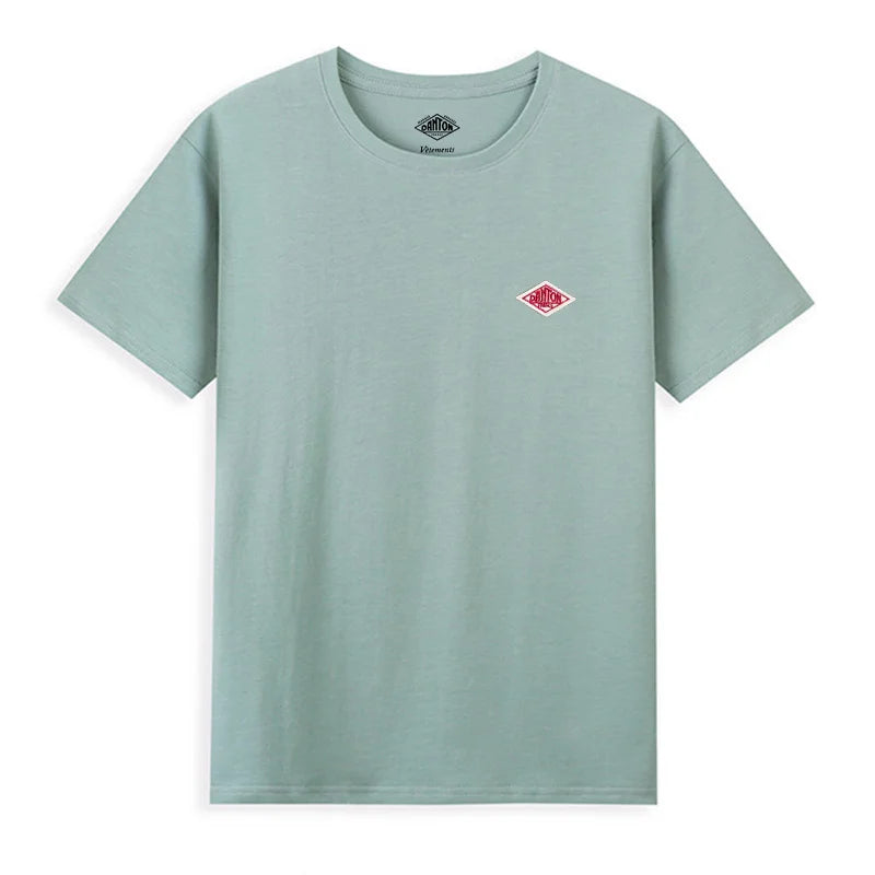 2025 Exported To Japan Orders Classic Embroidery Fashion Solid Simple Loose Short Sleeve Cotton Couple T-shirt Men/Women Top