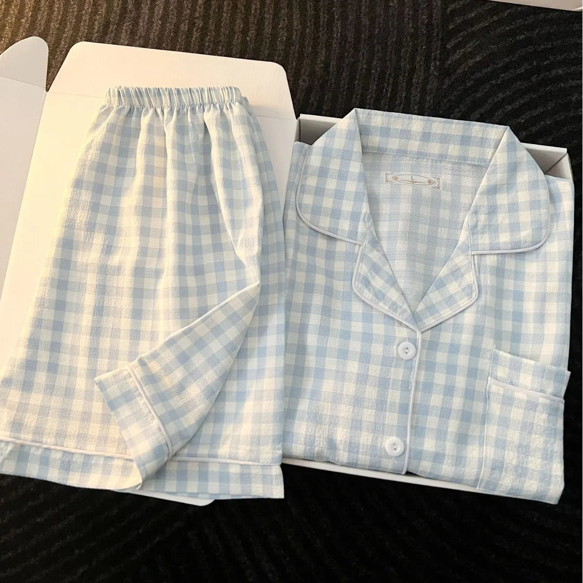 Ins Japanese-Style Minimalist Women's Pajamas Summer Bubble Cotton Cute Girl Loose Short-Sleeve Shorts Loose Summer Outfit Set