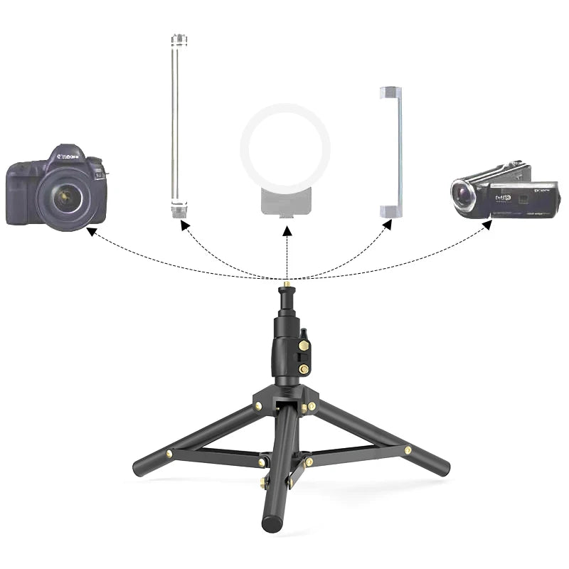 LUXCEO 1pc L06 Foldable 40cm Table Tripod Light Stand with 1/4 Screw for Smartphone Camera Video Light Panel Ring Light