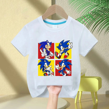 Sonic The Hedgehog Kids T-Shirt Anime Print Cotton Short Sleeve Boy Girl Summer Casual Top Gift