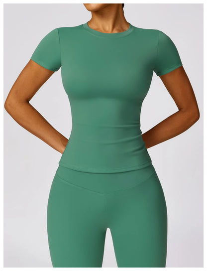 Women Yoga Top - Seamless Sport Shirt | Breathable Short Sleeve Gym Tee