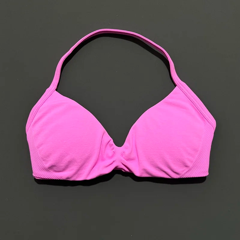 Impact Sports Bra - Seamless Yoga Halter Top for Women | High Support Fitness Workout Bra