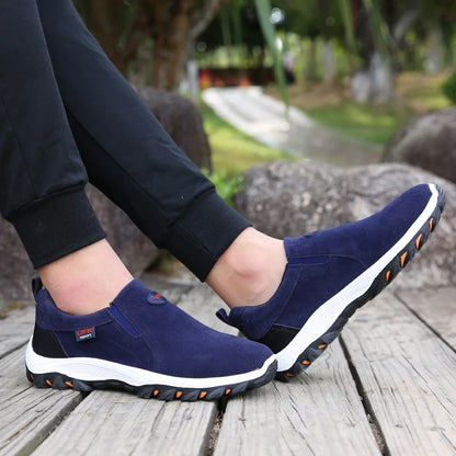 New Casual Shoes Men Sneakers Outdoor Walking Shoes Loafers Autumn Slip On Suede Leather Male Footwear Plus Size 48 49 50 MSH004
