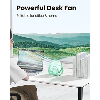USB Desk Fan, 3 Speeds Strong Airflow, 5.5 Inch Portable 90° Rotate Quiet Cooling, Small Personal Table Fans for Bedroom Home O