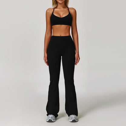 Women Yoga Sports Set - Running Fitness Outfit with Super Elastic, Breathable Gym Tracksuit