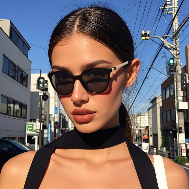 Polarized Cat Eye Sunglasses - Women's Fashion Alloy Frame Gradient Lens UV400 Protection