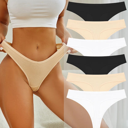 6Pcs/Set Women‘s Cotton Seamless Pantys Sexy Low Waist Soft Comfortable Thongs Fashion Girl Breathable Intimates G-Strings