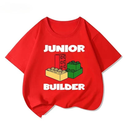 Lego educational cartoon print summer boys and girls 100% cotton short sleeved T-shirt
