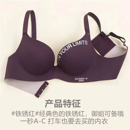 Seamless Push Up Bra - Women's One-Piece Wire Free Bra with Adjustable Straps