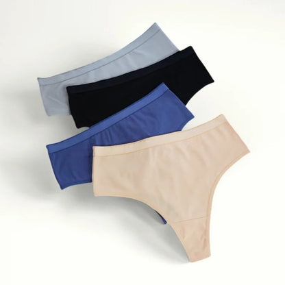 1PC Thongs Women Cotton Panties Female High Rise G-String Sexy High Leg Cut Bikini Solid Color T-back Breathable Lingerie S-L