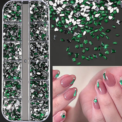 Ocean Gold Nail Art Charms - 3D Shell Seahorse Starfish Pearl Gems Studs