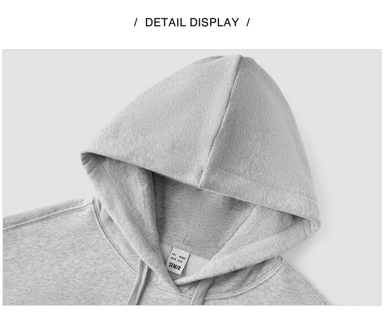 Semir Hoodie Women Fleece Lined Thermal Antibacterial Loose Fit Solid Color 2025 New Winter Casual Pullover