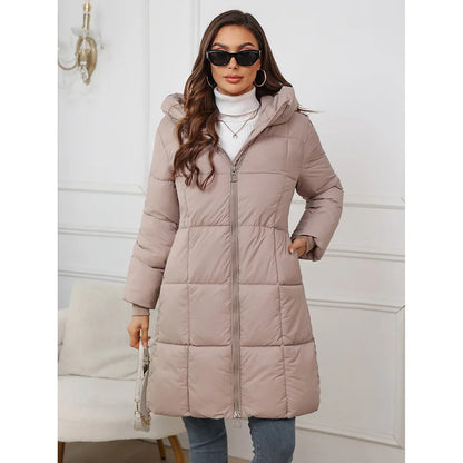 Women Long Coat – Thick Cotton Parka Jacket With Zipper Closure, Autumn Winter Warm Outerwear