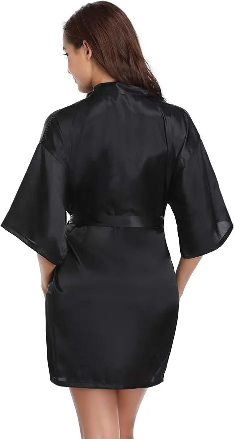 Nightgown Soft Bathrobe Short Women's Lounge Bride Bridesmaid Morning Gown Solid Color Wedding Party Silky Robes Summer