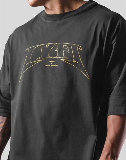 LYFT Oversized Training Men's T-Shirt Design Letters Print T Shirts For Men Loose Fashion Sport Street Casual ClothesTees Tops