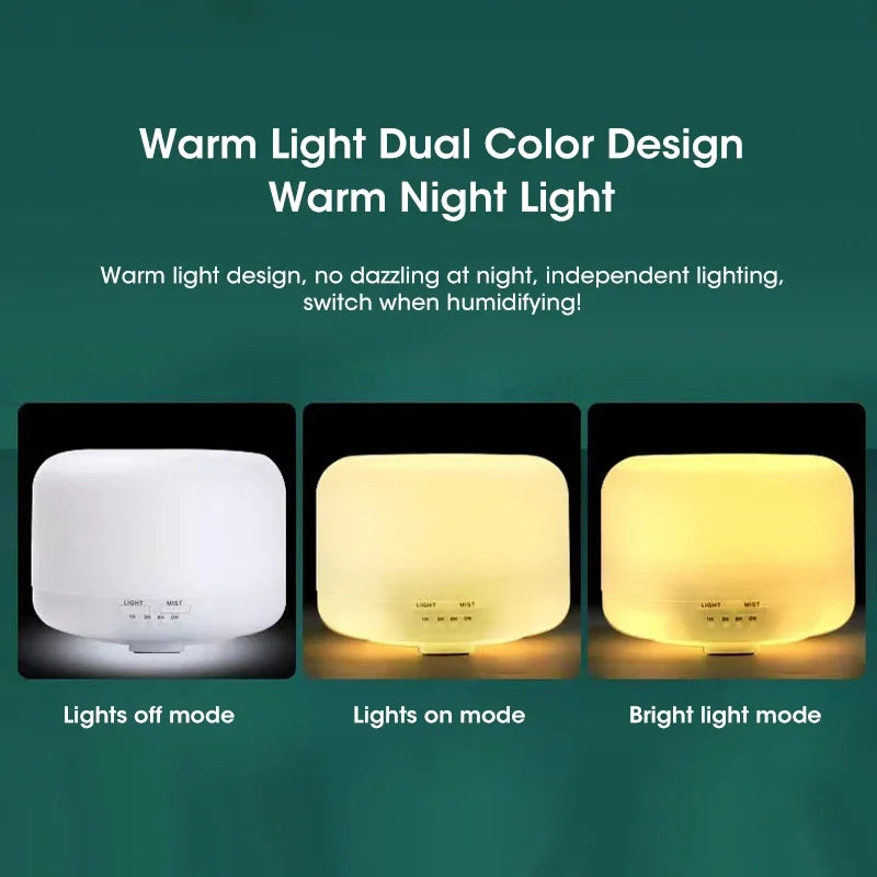 500ML Essential Oil Diffuser - Mini Aroma Humidifier with Colorful Night Lights