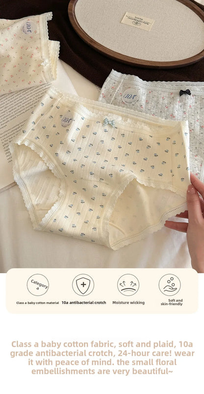 Fresh and Simple Style Class A Cotton 100A Antibacterial Extended Crotch Seamless Women's Triangle Underwear