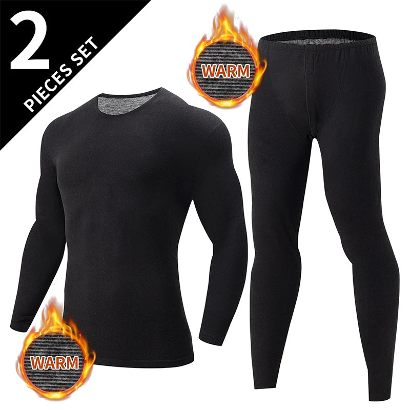 Men's Autumn/Winter Warm Underwear Set Solid Color Multi Color Round Neck Long Sleeve Top Letter Elastic Waist Casual Pants