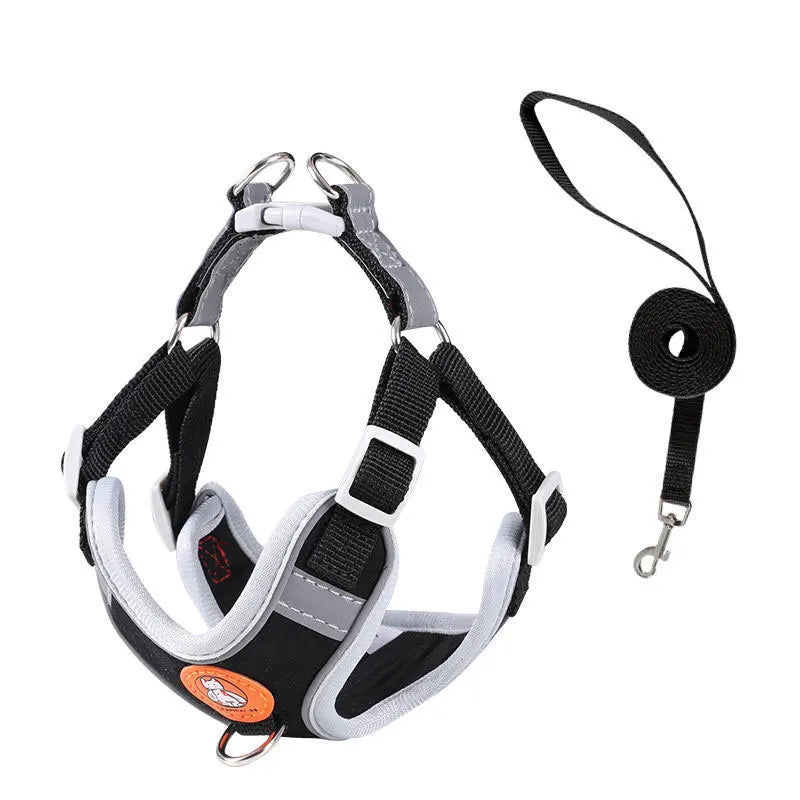 Adjustable dog harness no pull cute cat soft walking leash set pet dog vest vest teddy beagle suitable for small and medium dogs