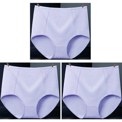 3pcs Pure Cotton Brief Female Solid Panties Girls High Waist Comfort Underpants Lady Plus Size Underwear Women Ventilate Pantys