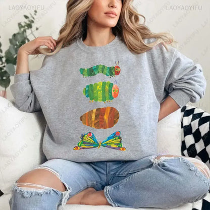 The Very Hungry Caterpillar Sweatshirt Cute Fnny Hungry Caterpillar Bookish Pullovers Man Women Retro Trend Cool Street Hoodies