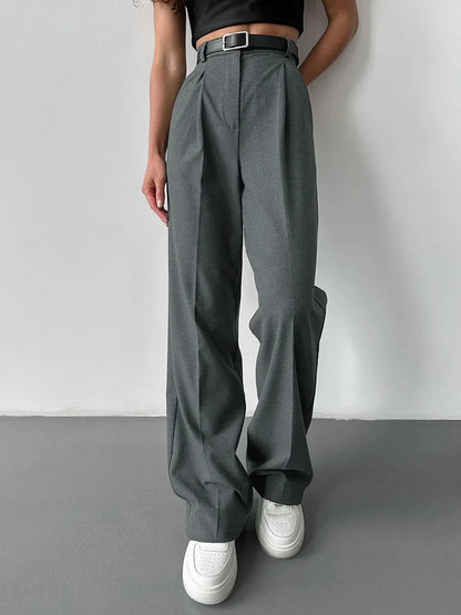 Classic Formal Straight Leg Pants Spring and Summer Women's Versatile Casual Wear Loose Fit Office Tourism Darp Wide Leg Pants
