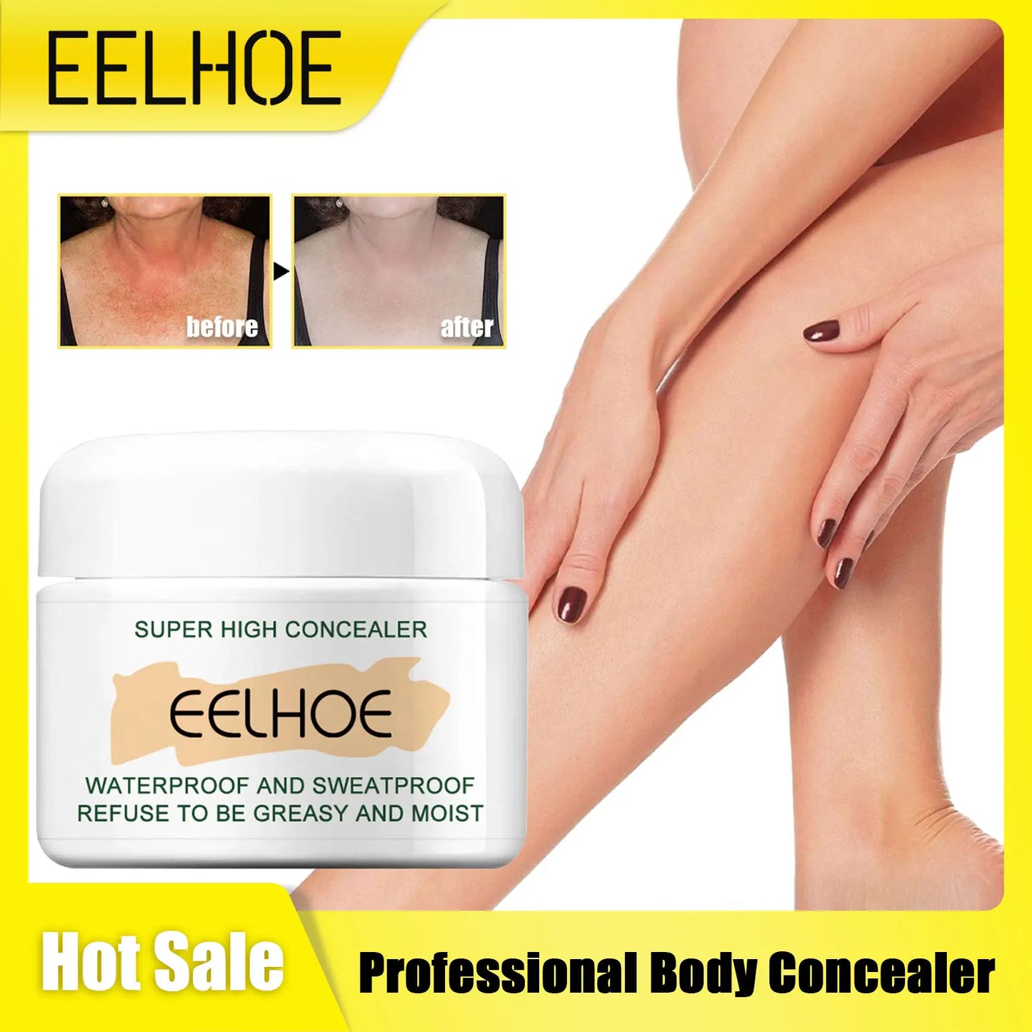 Body Concealer Cream Waterproof Full Coverage Professional Tattoos Covering Birthmarks Stretch Makeup Beauty Glides on Smoothly
