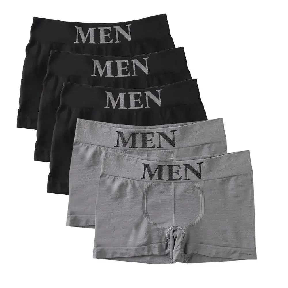 5PCS Thin High Elastic Men's Boxers Comfortable Plain Color Boxer Briefs Breathable Solid Underpants for Men