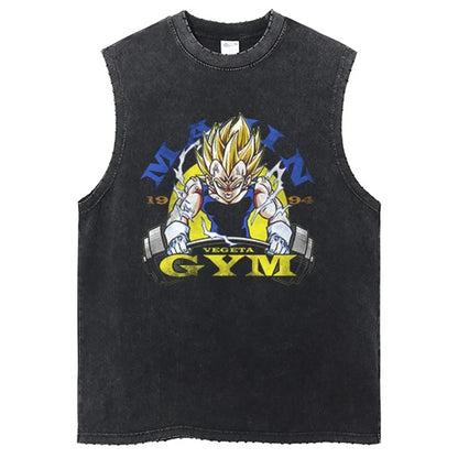 T-shirt Men's Street Clothing Dragon Ball Cartoon Pattern Vintage T-shirt Neutral Casual White Cotton Women T-shirt Top