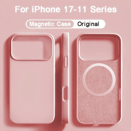 For Magsafe Magnetic Liquid Silicone Case For iPhone 17 16 15 14 13 Pro Max 17Pro Air 16Pro Wireless Charge Soft Cases Cover