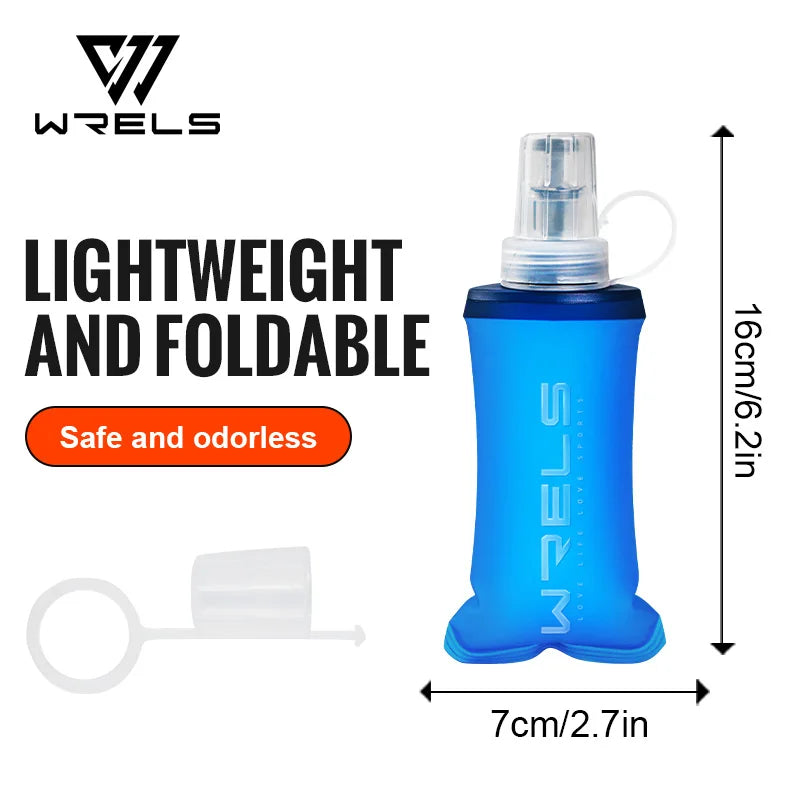 WRELS Soft Water Bottle Collapsible Soft Flask TPU Running Water Bottle Foldable Water Bag BPA-Free Sports Soft Water Flask